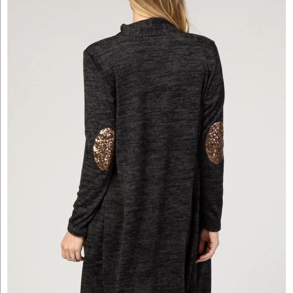 Pinkblush Black Cardigan with Sequin Elbow Patches